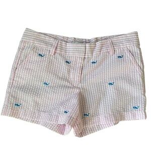 Vineyard Vines girls pink seersucker Whale Shorts - Size 14